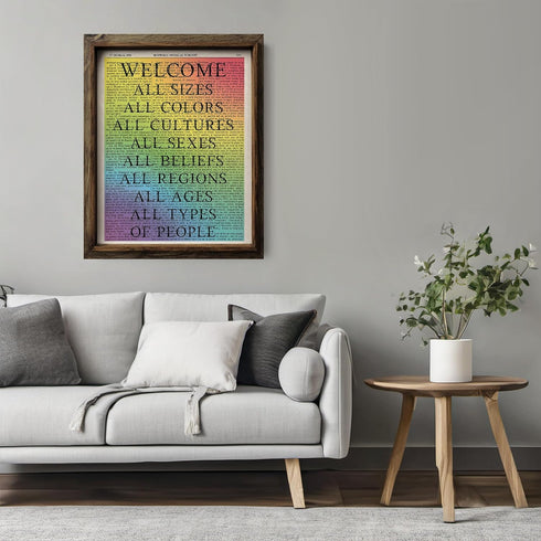 Posterizer 1 pcs-welcome all sizes and sexes and colors sign-Gay & LGBTQ Art-Motivational & Inspirational Art-Gift for LGBTQ, Queer, Gay, Bi, Lesb...