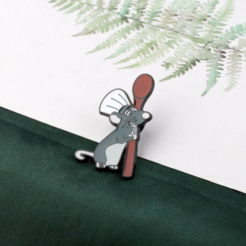 KEYCHIN Funny Rat Remy Brooch Remy Chef Fans Gifts Little Chef Mouse Enamel Pin Remy Rat Jewelry...
