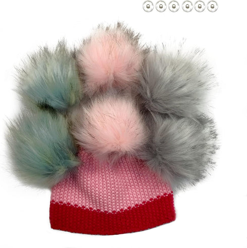 Furryvalley Faux Fur Pompom 6pcs DIY Crafts Fluffy Balls for Hat Shoes Scarves with Snap Fastener Removable Knitting Hat Horse Riding Hat Silk Acc...