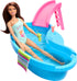 Barbie Doll & Pool Playset, Brunette in Seafoam Blue One-Piece Swimsuit with Pool, Slide, Towel & Drink Accessories...