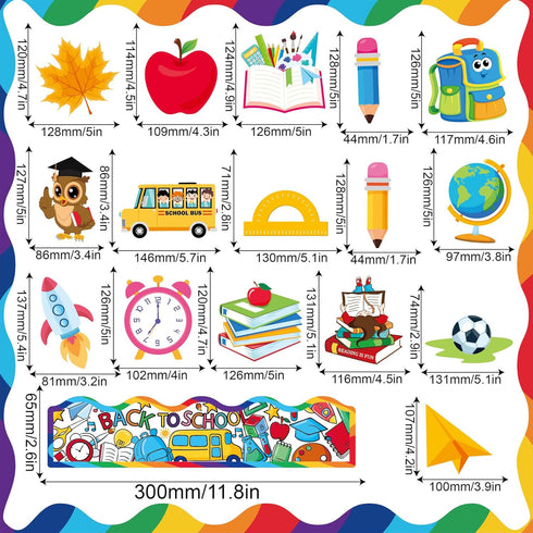 53PCS Back to School Cutouts Decoration, School for First Day of Classroom Theme Essentials Wall Decal Bulletin for Book Chalkboard for Teen-Agers...