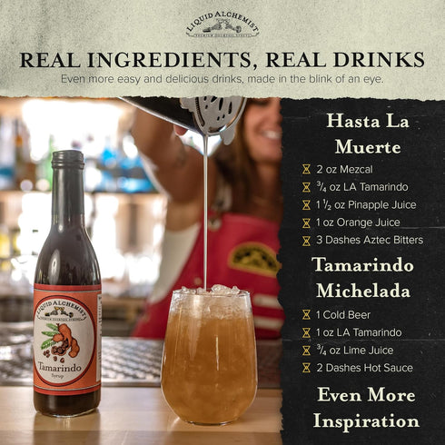 Liquid Alchemist Tamarind Syrup for Cocktails - Real Ingredients Make our Tamarindo Syrup the Perfect Spicy Margarita Mix - Made with Fresh Tamari...