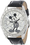 Disney Unisex MK1015 Mickey Mouse Silver Dial Black Crocodile Strap Watch...