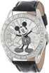 Disney Unisex MK1015 Mickey Mouse Silver Dial Black Crocodile Strap Watch...
