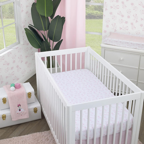 Disney Minnie Mouse Be Happy Pink, Aqua & White Super Soft Baby Blanket with Cloud Applique, Pink, White...