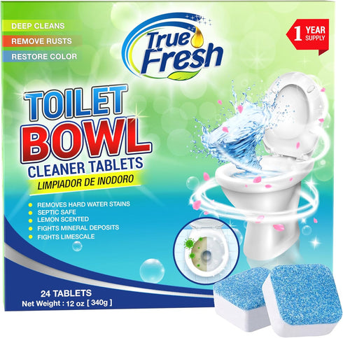 True Fresh Toilet bowl cleaner tablets 24 Pack, 1 year supply of cleaning and Deodorizing your toilet...