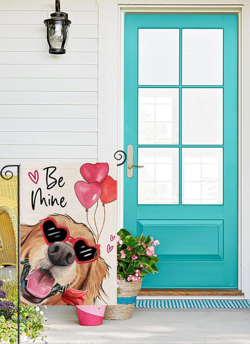 Valentines Day Dog Be Mine Garden Flag 12x18 Double Sided,Golden Retriever with Balloons Small Yard Flag,Seasonal Outdoor Decor for Anniversary We...
