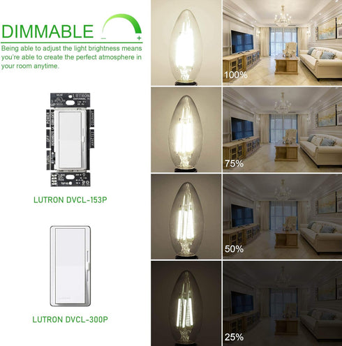 winshine E12 Candelabra LED Bulbs Dimmable 4000K Daylight 60W Equivalent,Type B Light Bulb for Chandelier, C35 Ceiling Fan Light Bulb Clear Glass,...