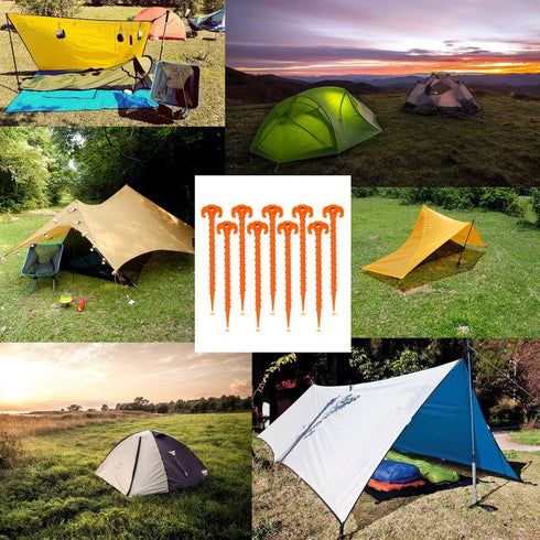 Spiral Plastic Tent Stakes 15 Pack - 10 Inch Heavy Duty Beach Tent Pegs Canopy Stakes - Essential Gear for Camping, Backpacking, Gardening and Mor...