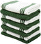 Kitchen Towels Dishcloths 100% Cotton, Set of 8, Dark Green and White Dish Cloth Towels, Tea Towels, Reusable and Absorbent Cleaning Cloths, Oeko-...