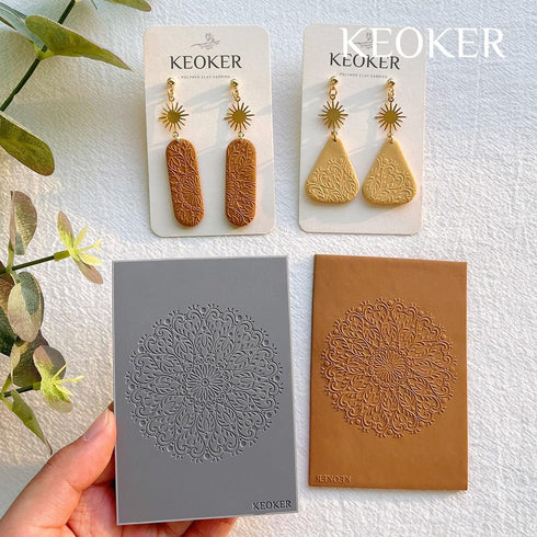 KEOKER Polymer Clay Texture Sheets Set, Works with Boho Polymer Clay Cutter, The Same Effect as Polymer Clay Texture Roller, Boho Texture Sheets f...