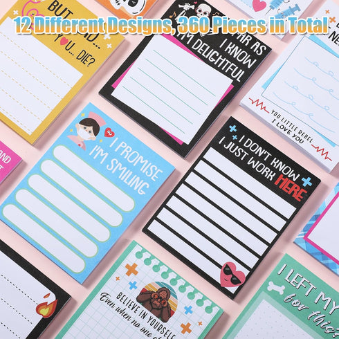 12 Pcs Funny Notepads Cute Self Adhesive Note Pads Sarcastic Sticky Memo Pads Funny Office Supplies for Writing Notes Schedules Diary Lists Cowork...