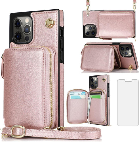 Asuwish Phone Case for iPhone 12 Pro Max Wallet Cover with Screen Protector and Zipper Card Holder Slot Stand Leather Cell Flip iPhone12promax 5G ...