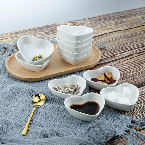 Heart-shaped Multipurpose Ceramic Sauce Dish Seasoning Dishes Sushi Dipping Bowl Appetizer Plates Serving Dish Saucers Bowl(Set of 4)...
