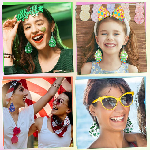 Weewooday 18 Pieces Christmas Faux Leather Sheets Thanksgiving Halloween Fabric Synthetic Leather Sheets for Holiday DIY Earrings Bows, 6. 3 x 8. ...