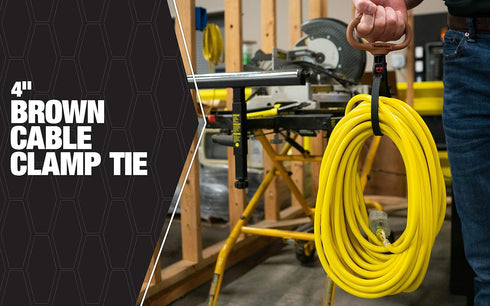 Southwire CLPT04 4-Inch Adjustable Heavy Duty Clamp Tie w/ Rotating Handle; Reusable Zip Down Cable; Brown...