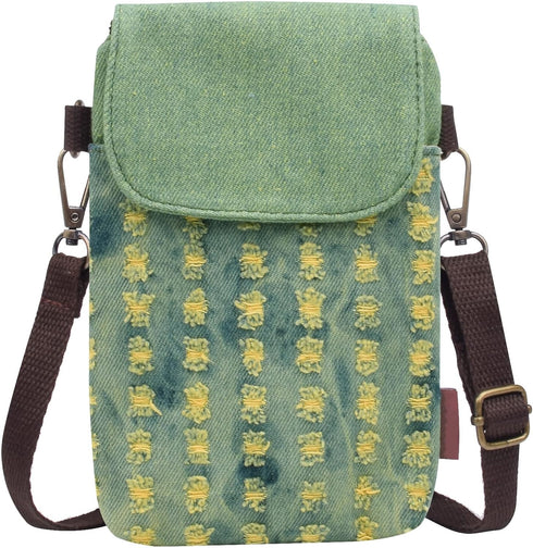 WITERY Small Canvas Cell Phone Purse Wallet- Handmade Cute Cross Body Phone Purse with Adjustable Shoulder Strap...