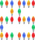 25 Pack C7 Multi Colored LED Replacement Christmas Light Faceted Bulbs, 0.72W, 2 SMD LEDs in Each Light Bulb, E12 Base, Commercial Grade Replaceme...