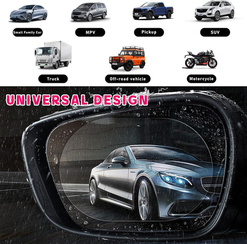 4 PCS Car Rearview Mirror Waterproof Film, Rainproof Anti Fog Auto Side Window Protective Sticker for Safe Driving, HD Clear Nano Coating Rear Mir...