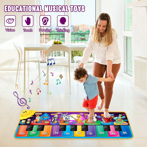 Kids Musical Piano Mats with 25 Music Sounds,Musical Toys Baby Floor Piano Keyboard Mat Carpet Animal Blanket Touch Playmat Early Education Toys f...