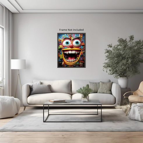 Posterizer 1 pcs-smiling robotic friend made out of lego blocks-Abstract & Modern Art-Fantasy & Fiction Art-Gift for Art Lovers-Decor for Home & O...