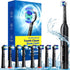 Rotating Electric Toothbrush for Adults with 8 Brush Heads (2 Types), 4 Modes Deep Clean Electric Toothbrush with Rechargeable Power and 2 Min Sma...