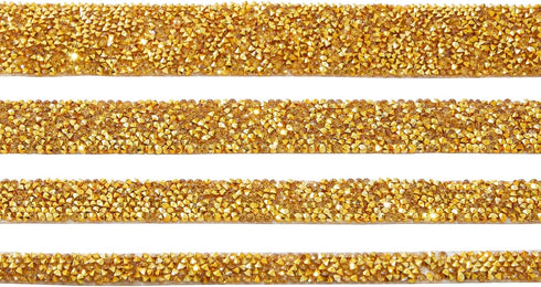 Bright Creations 7 Rolls Crystal Rhinestone Adhesive Strips for Crafts, Decor, Gifts (4 Sizes, Gold)...