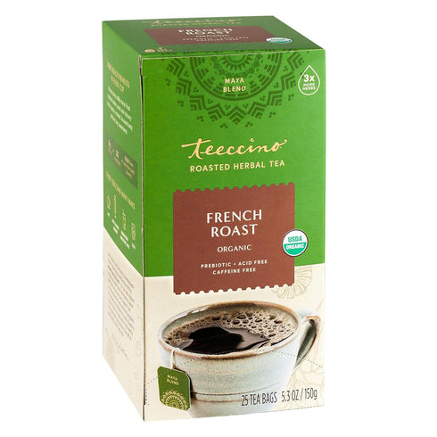Teeccino French Roast Herbal Tea - Rich & Roasted Herbal Tea That’s Caffeine Free & Prebiotic for Natural Energy, Coffee Alternative, 25 Tea Bags...