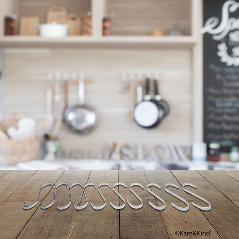 Flat S-Shaped Hanging Hooks - for Kitchen Utensils, Garage or Garden Tools, etc. - Heavy Duty Genuine Solid 304 Stainless Steel - Multi Purpose - ...