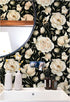 HAOKHOME 93242-1 Peel and Stick Wallpaper Floral Vintage Roses Peonies Contact Paper Removable Black/Beige/Olive Self Adhesive Mural 17.7in x 6.5f...