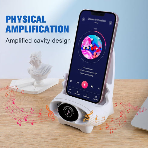 Portable Mini Chair Wireless Charger,2024 New Mini Chair Wireless Fast Charger Multifunctional Phone Holder3 in 1 Wireless Charger with Speaker Fu...
