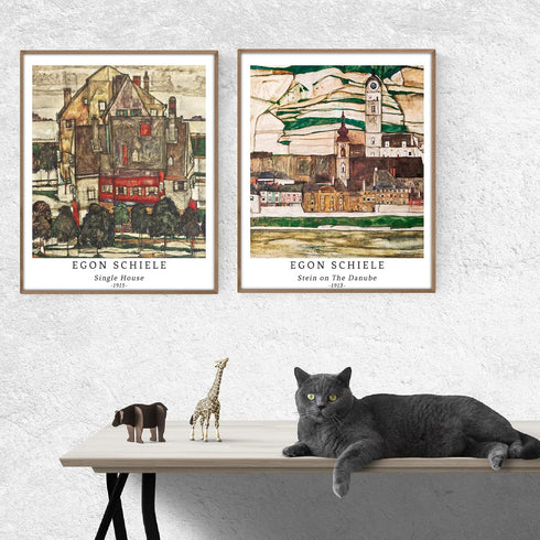 Berkin Arts Wall Art Unframed Prints Giclee Art Paper Set of 4, 11x14 inch Landscape Artwork, Bedroom Decoration Brown Abstract Antique Illustrati...
