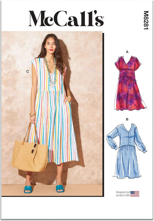 McCall's Easy to Make Misses' Sun Dresses Sewing Pattern Packet, Design Code M8281, Sizes XS-S-M-L-XL-XXL, Multicolor...
