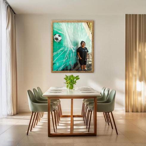 Posterizer 1 pcs-Footballer-soccer player standing in front of a mural 1-Sports & Hobby Art Gifts for sports fans Decor for Home & Office- unframe...
