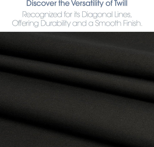 Pico Textiles 1 Yard - Black Poly Cotton Twill Fabric - Sold by The Yard - Ideal for Pants, Jackets, Skirts, and Upholstery, Polyester Cotton Fabr...