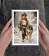 Decoupage Paper Pack (35 Sheets 6"x8") Brave Boys Walking Through Snowy Forests with Massive Bears and Wolves FLONZ Vintage Illustration Pictures ...