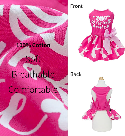 Fitwarm Eggstra Cute Dog Easter Outfit, Bunny Dog Dress, Holiday Dog Clothes for Small Dogs Gril, Pet Cat Clothing, Hot Pink, Small...
