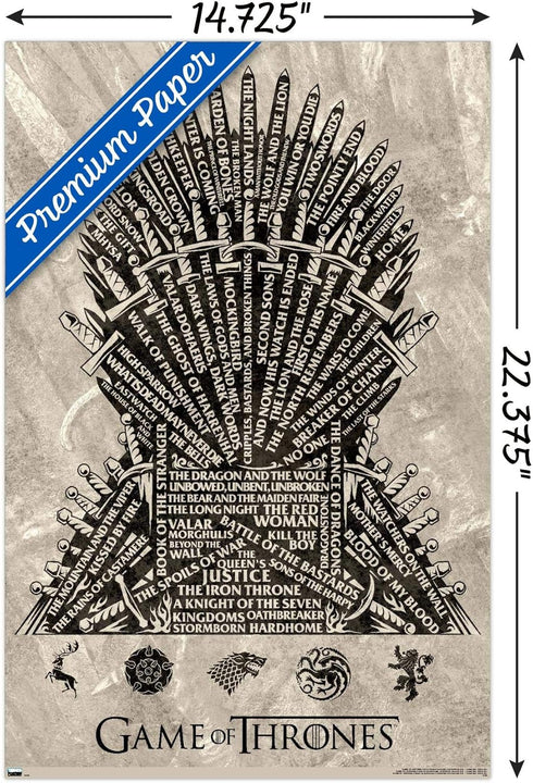Trends International Game of Thrones - Iron Throne Wall Poster, 14.72" x 22.37", Premium Unframed Version...