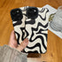 Designed for iPhone 14 Phone Case, Soft PU Leather TPU and Cute Art Wavy Painted for Women Girls, Slim Protective Shockproof Compatible with iPhon...
