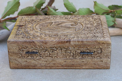 Egyptian Eye of Horus Hand Carved Jewelry Trinket Keepsake Wooden Storage Box (Large)...
