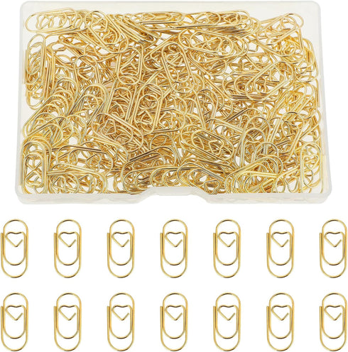 200Pcs Heart Paper Clips,Gold Mini Paper Clips,Funny Cute Paperclips for Office Supplies,Wedding Decoration,Documents,Note Organizer...