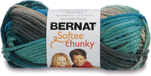 Bernat 16112929632 Softee Chunky Ombre Yarn - (5) Bulky Chunky Gauge 100% Acrylic,2.8 oz,Deep Waters, Machine Wash & Dry...