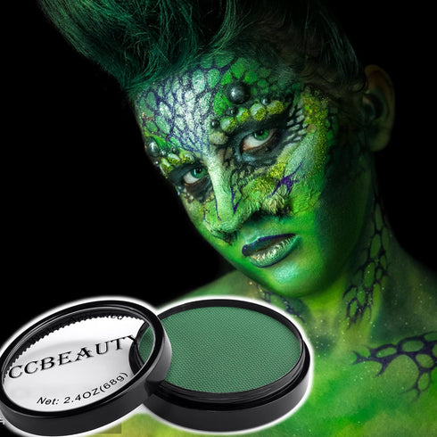 CCbeauty 68g Dark Green Face Body Paint - Water Activated St. Patrick's Day Face Painting, Non-Toxic Water Based Halloween Makeup Kit Supplies, Hy...