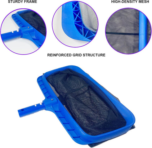 Pool Skimmer Net, Fine Mesh Pool Leaf Net with Durable Deep Net, Larger Capacity Leaf Skimmer Net for Pool Cleaning, Debris Pickup Removal, Easy S...