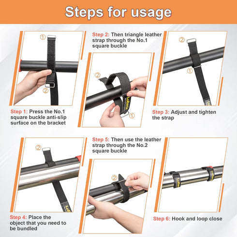 LuBanSir 4 Pack Shovel Holder for Roof Rack, 12" Adjustable Hook and Loop Straps for Mounting Tools and Equipment 0.86” to 2” in Diameter...