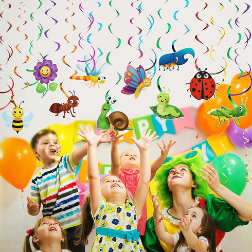 30 Pieces Spring Summer Insects Hanging Swirl Decorations, Butterfly Sunflower Bug Birthday Party Ceiling Decorations for Girls, Boys, Kids, Home,...