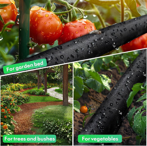 IPOW Heavy Duty Double Layer Design Saves 80% Water Leak Proof Soaker Hose, Drip Watering Hose for Garden, Lawn, Flower Bed, Vegetable Field (25 F...