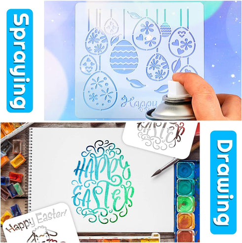 25 Pieces Easter Stencils Easter Theme Templates Reusable Plastic Drawing Stencils Journal Painting Templates for Easter Party Home Decor DIY Craf...