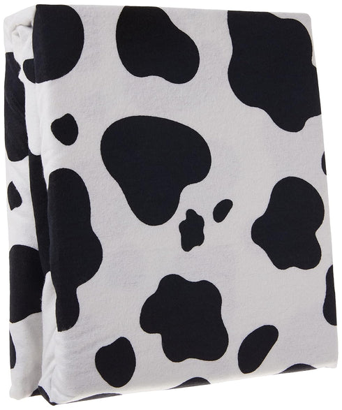 Cow Print Deluxe Flannel Fitted Crib Sheet-Cow Print, Cotton Flannel, Black, White, Fully Elasticized, 10 in Deep Pockets, Fits Standard Crib Matt...