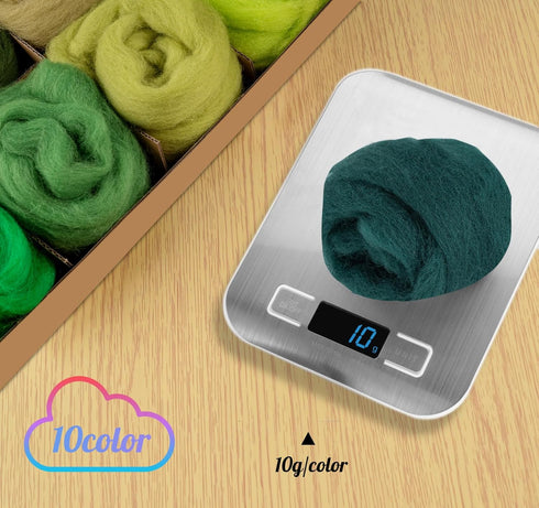 Needle Felting Wool,10 Colors Nature Fibre Wool,Wool Roving for Needle Felting,100g Wool Yarn Felt for Handmade Spinning DIY Wool Craft Materials...